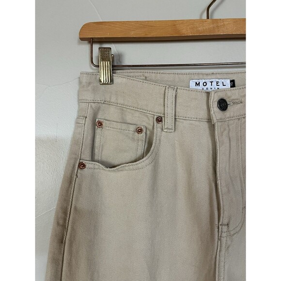 Motel Denim High Rise Wide Leg Tan Jeans, Relaxed Fit, Women Size XS - Picture 3 of 11